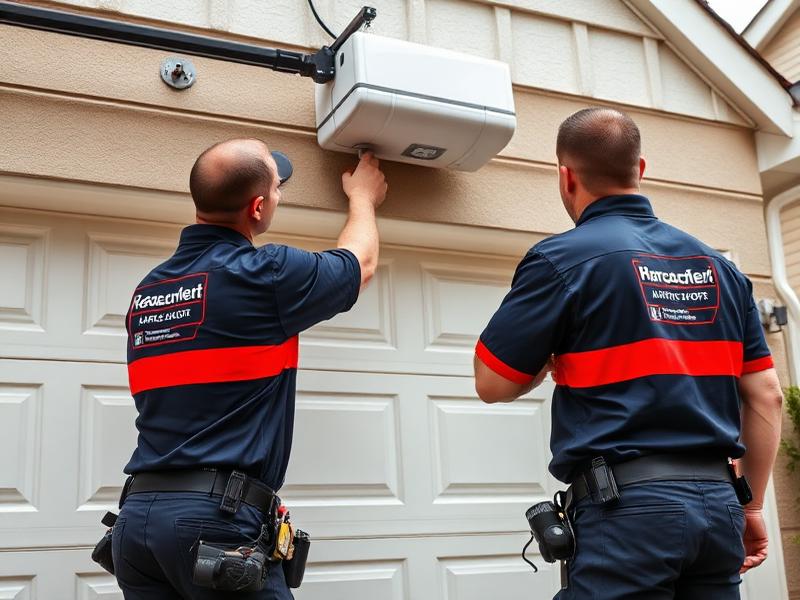Garage Door Winfall professional installation team working on new garage door opener